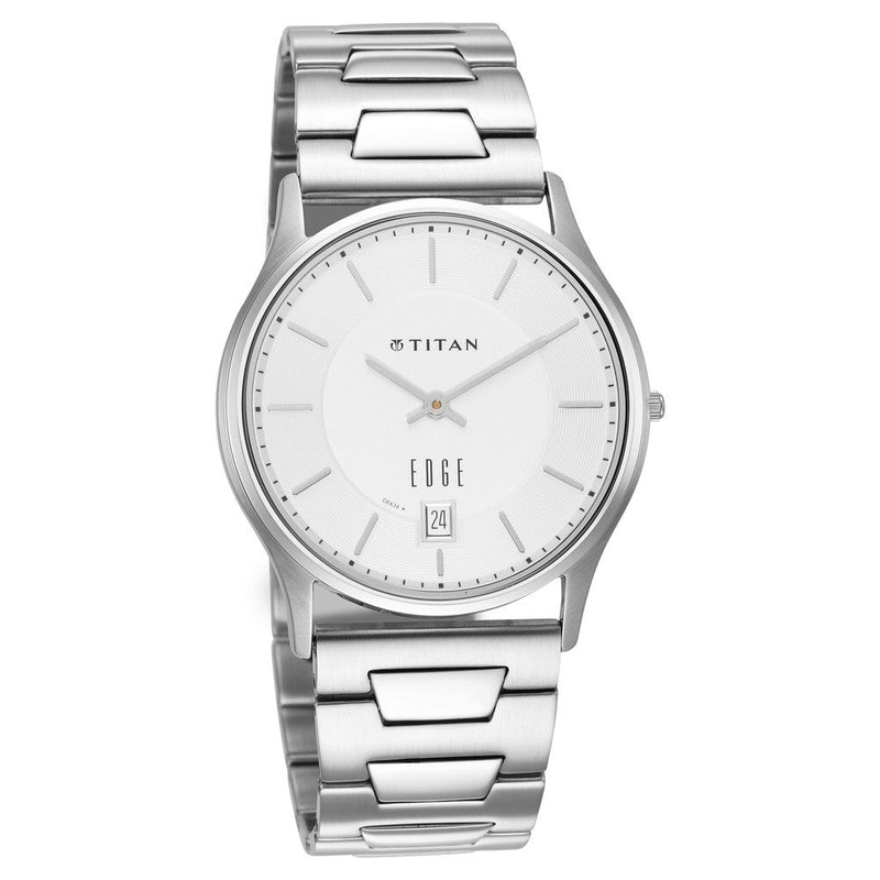 Titan Quartz Analog Silver Dial Stainless Steel Strap Watch for Men