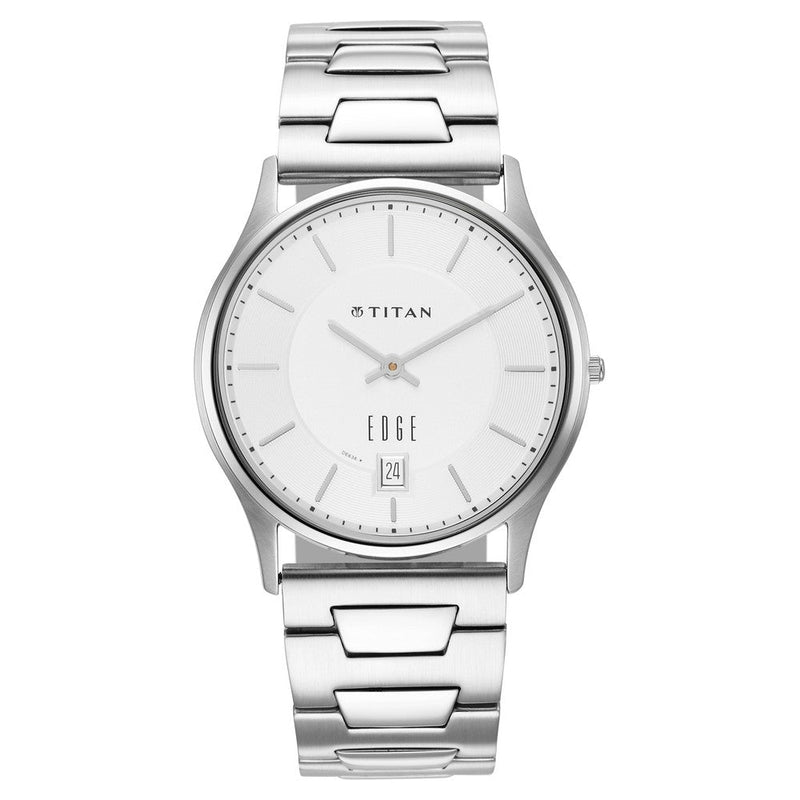 Titan Quartz Analog Silver Dial Stainless Steel Strap Watch for Men