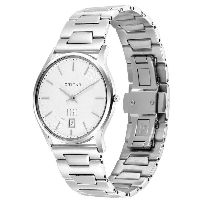 Titan Quartz Analog Silver Dial Stainless Steel Strap Watch for Men