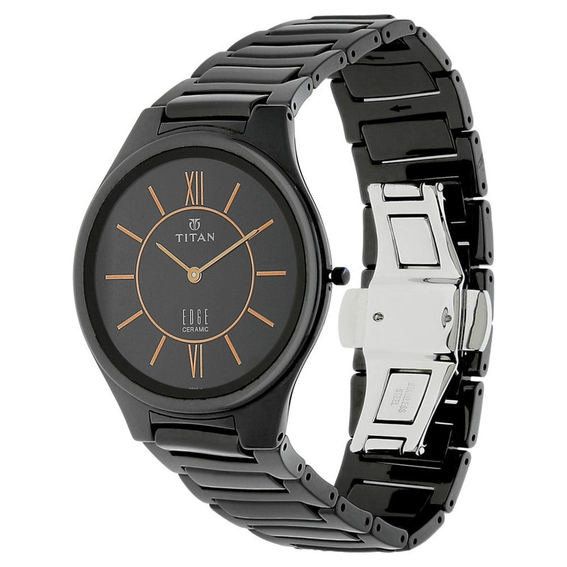 Titan Edge Ceramic Black Dial Analog Ceramic Strap watch for Men