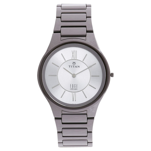 Titan Edge Ceramic Silver Dial Analog Ceramic Strap watch for Men