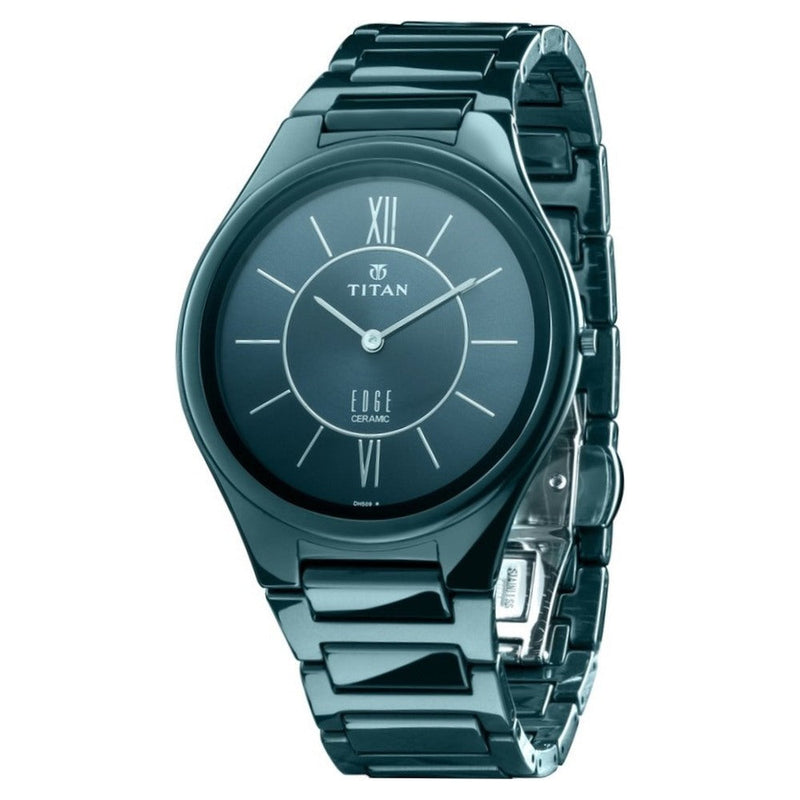 Titan Edge Ceramic Blue Dial Analog Ceramic Strap watch for Men