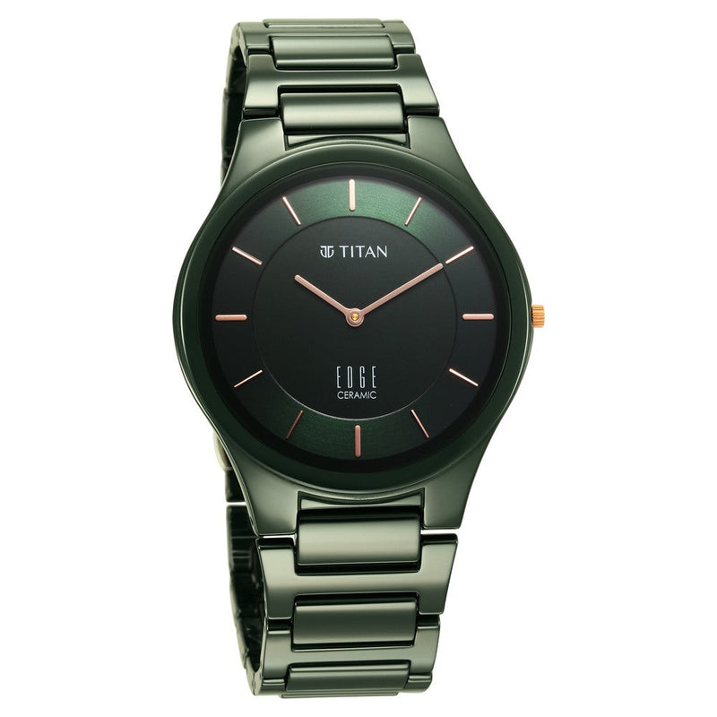 Titan Edge Ceramic Green Dial Analog Ceramic Strap watch for Men