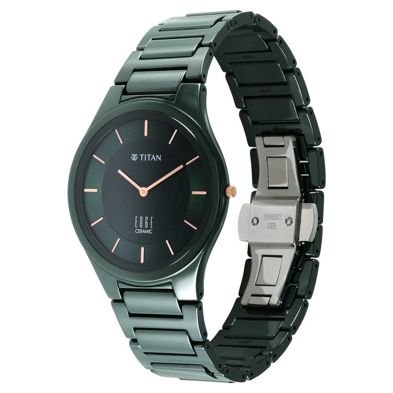 Titan Edge Ceramic Green Dial Analog Ceramic Strap watch for Men