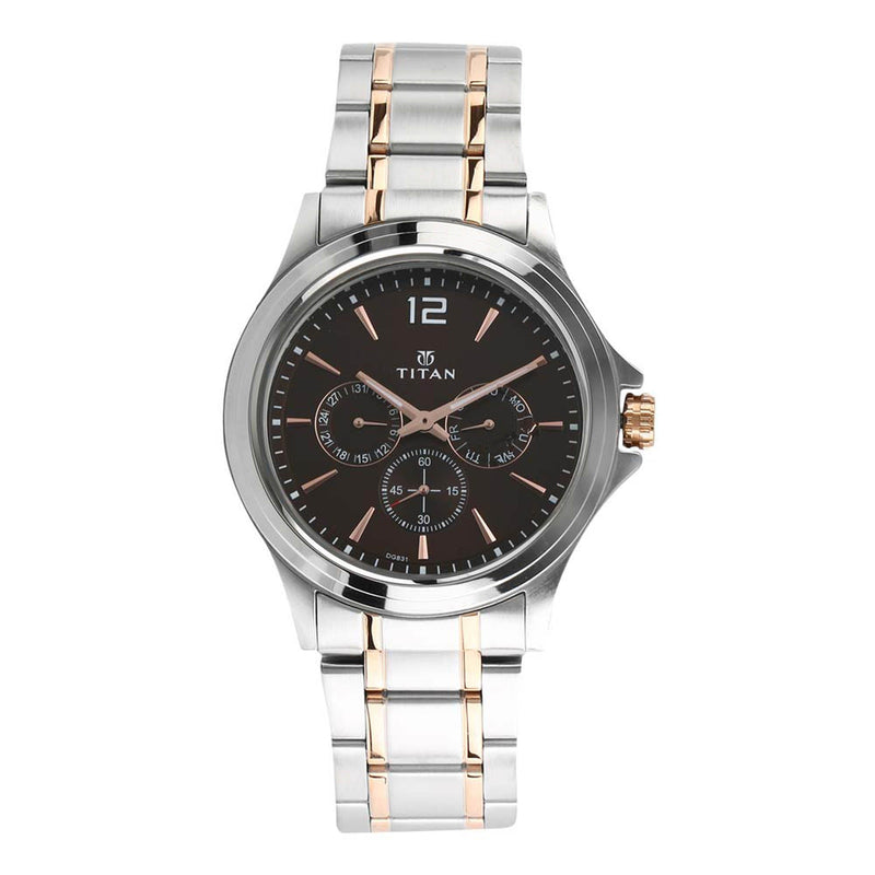 Titan Workwear Brown Dial Multi Stainless Steel Strap watch for Men