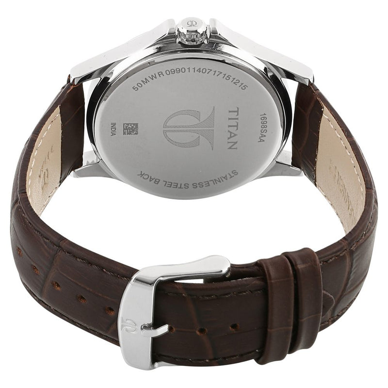 Titan Quartz Multifunction Silver Dial Leather Strap Watch for Men