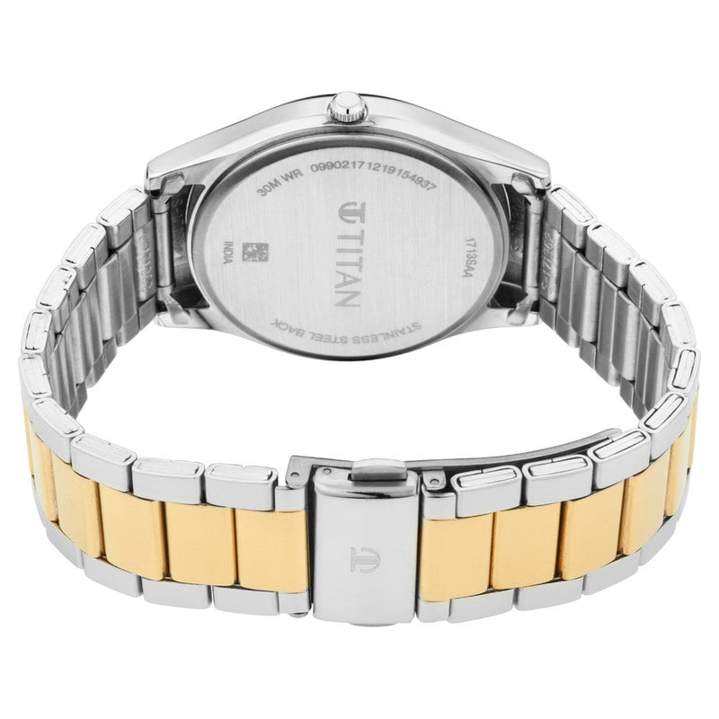 Titan Lagan White Dial Analog Metal Strap Watch for Men