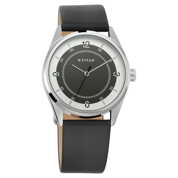 Titan Quartz Analog White Dial Leather Strap Watch for Men