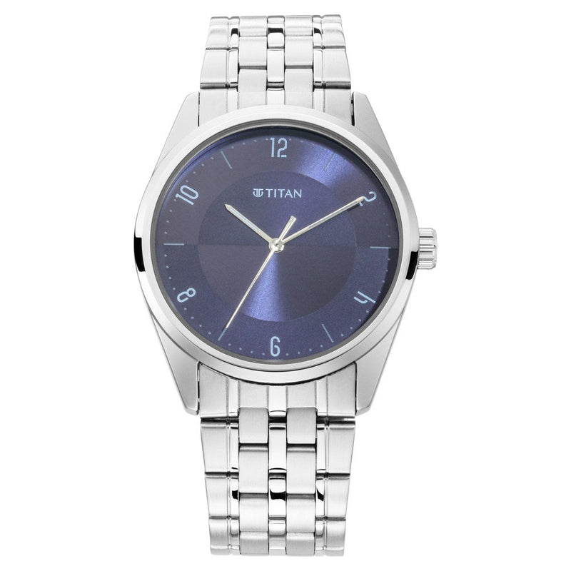 Titan Quartz Analog Blue Dial Metal Strap Watch for Men