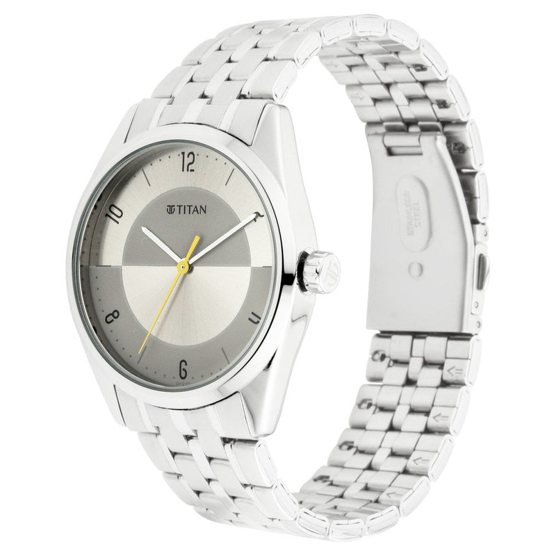 Titan Workwear Grey Dial Analog Metal Strap watch for Men