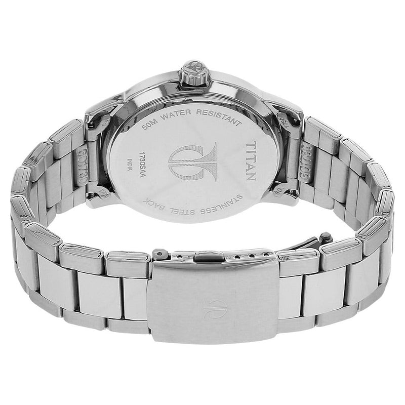 Titan Quartz Analog Silver Dial Stainless Steel Strap Watch for Men