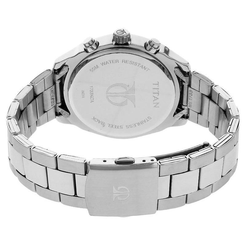 Titan Quartz Multifunction Silver Dial Stainless Steel Strap Watch for Men