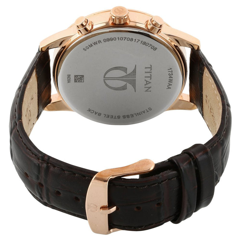 Titan Quartz Multifunction Brown Dial Leather Strap Watch for Men