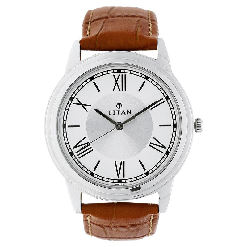 Titan Karishma Silver Dial Analog Leather Strap watch for Men