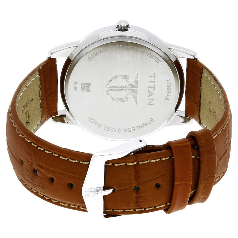 Titan Karishma Silver Dial Analog Leather Strap watch for Men