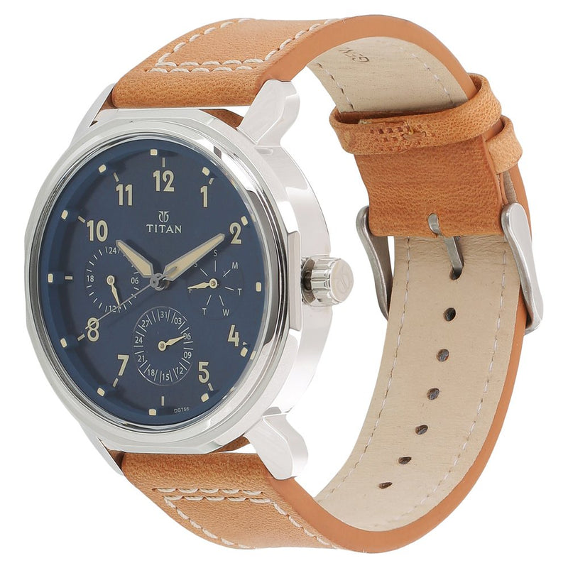 Titan Multi Blue Dial Stainless Steel Strap watch for Men