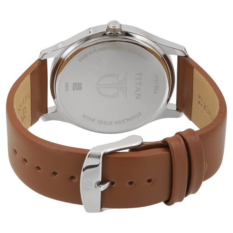 Titan On Trend White Dial Analog with Day and Date Leather Strap watch for Men