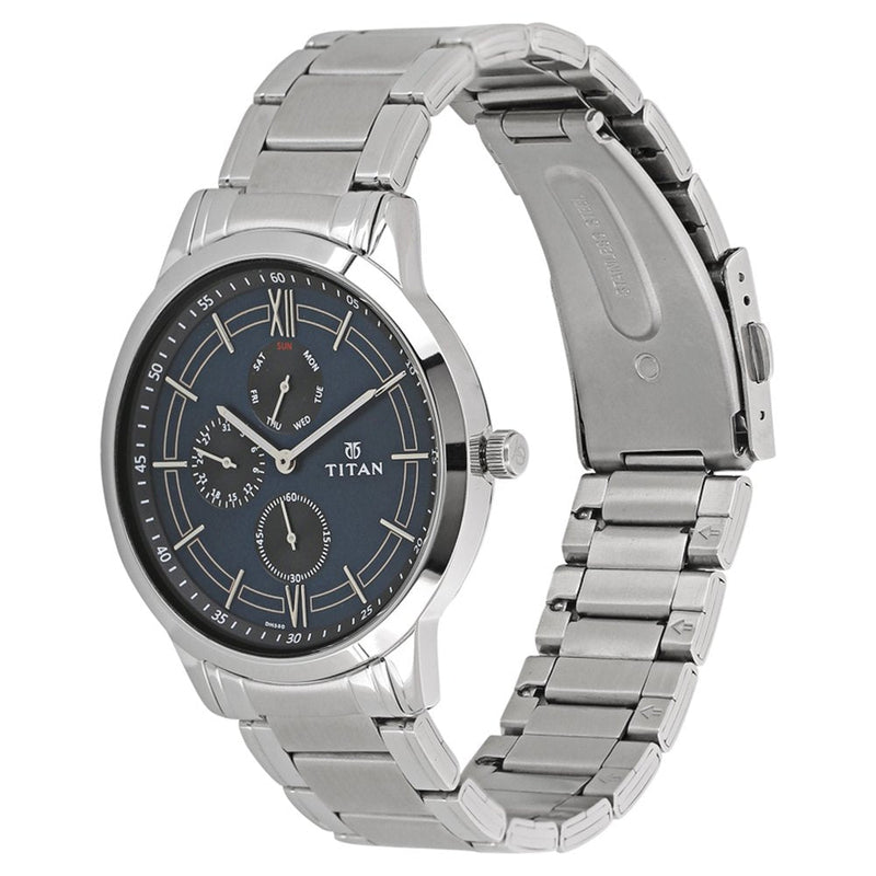 Titan Workwear Blue Dial Multi Stainless Steel Strap watch for Men