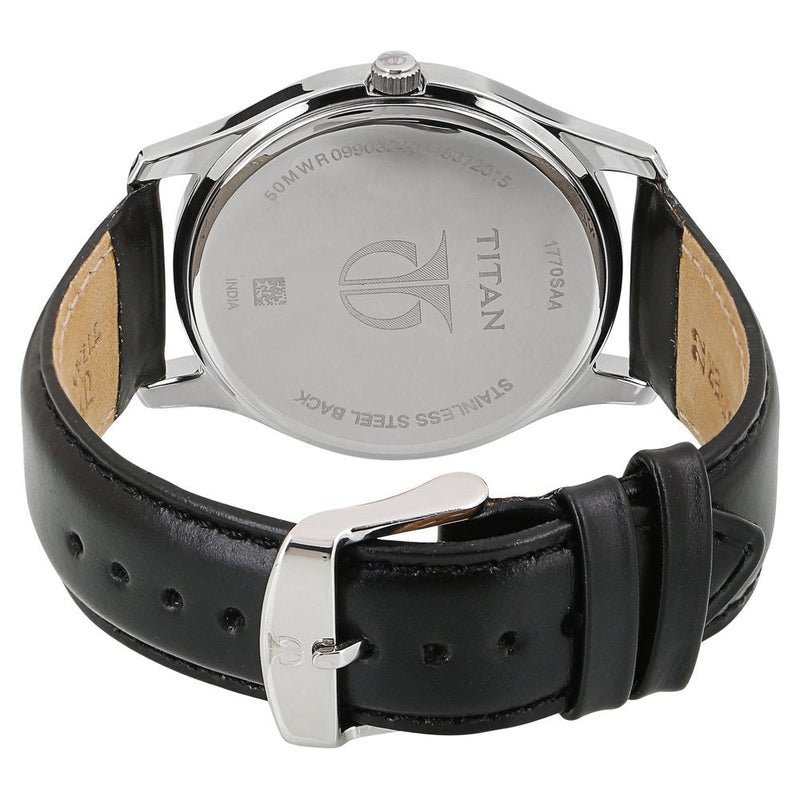 Titan Workwear Black Dial Analog with Date Leather Strap watch for Men