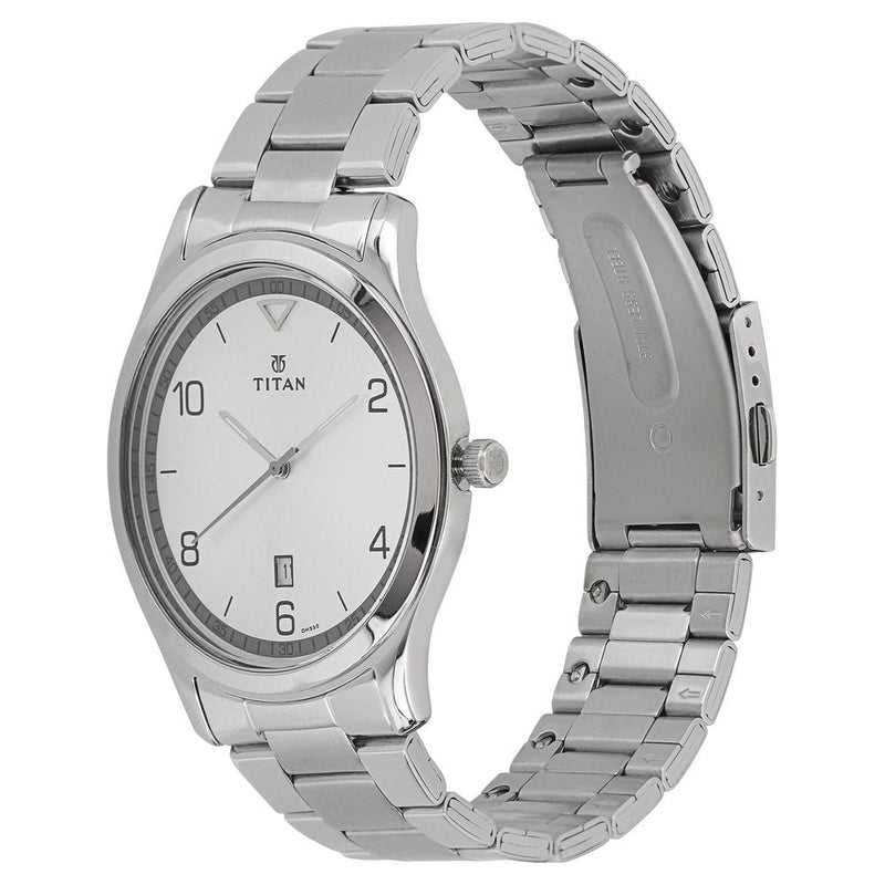 Titan Workwear White Dial Analog with Date Stainless Steel Strap watch for Men