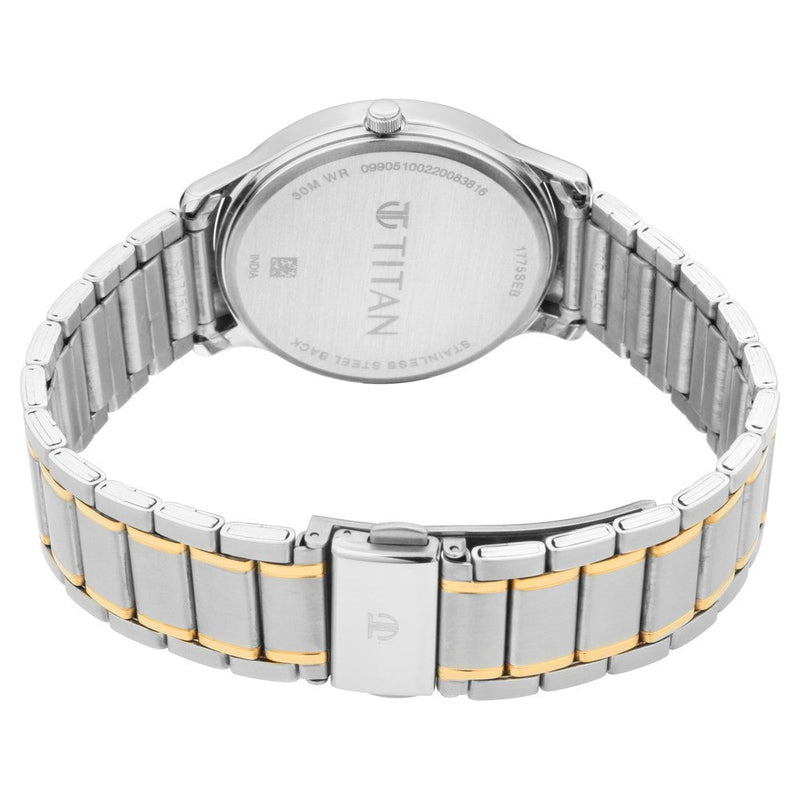 Titan Lagan White Dial Analog Day and Date Metal Strap Watch for Men