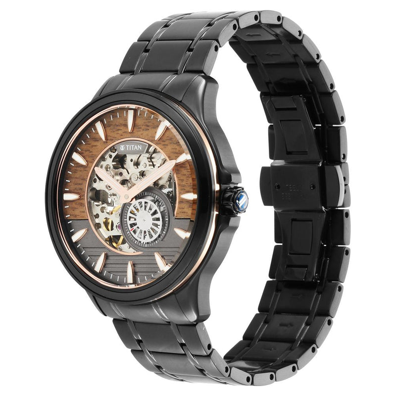 Titan Automatic Automatic Black Dial Stainless Steel Strap Watch for Men