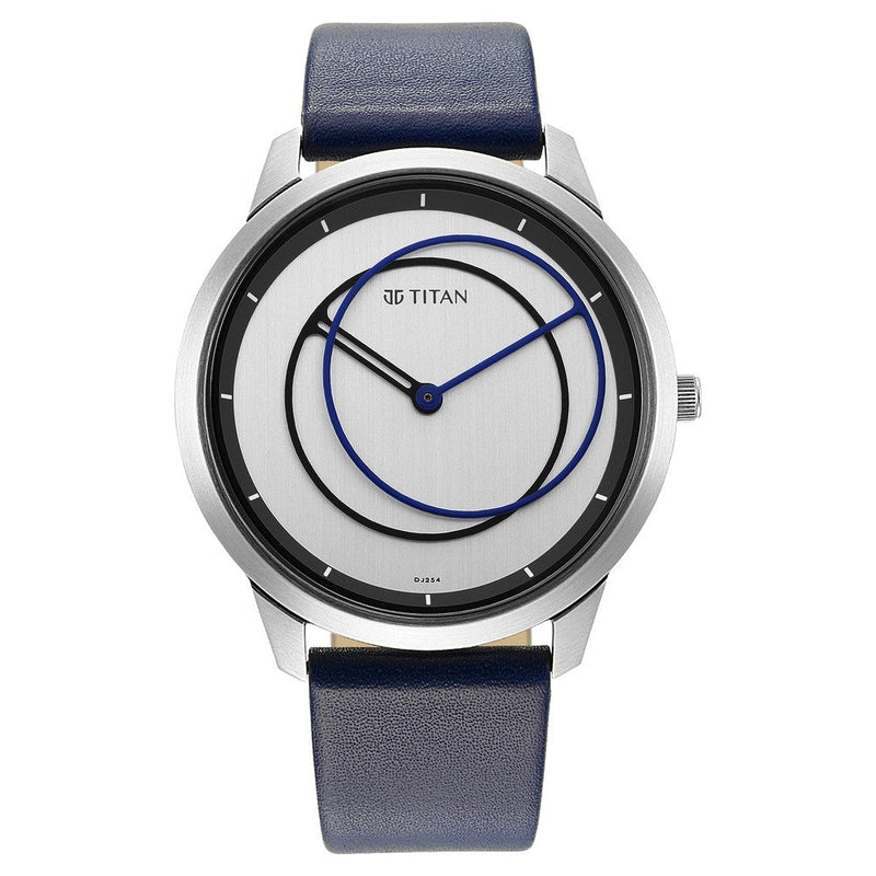 Titan Quartz Analog Silver Dial Leather Strap Watch for Men