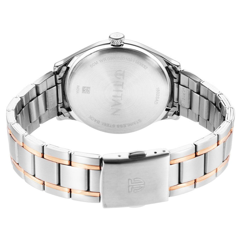 Titan Quartz Analog Silver White Dial Stainless Steel Strap Watch for Men