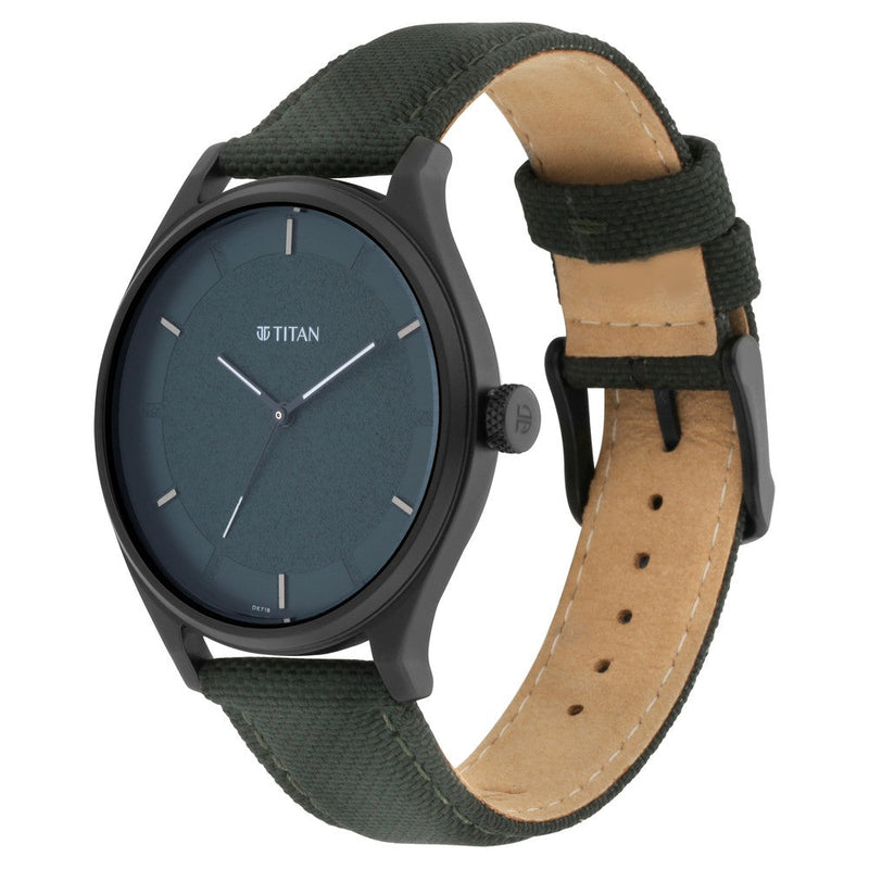 Titan Workwear Green Dial Analog Leather Strap Watch for Men