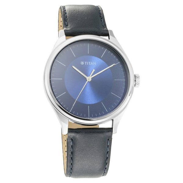 Titan Quartz Analog Blue Dial Leather Strap Watch for Men