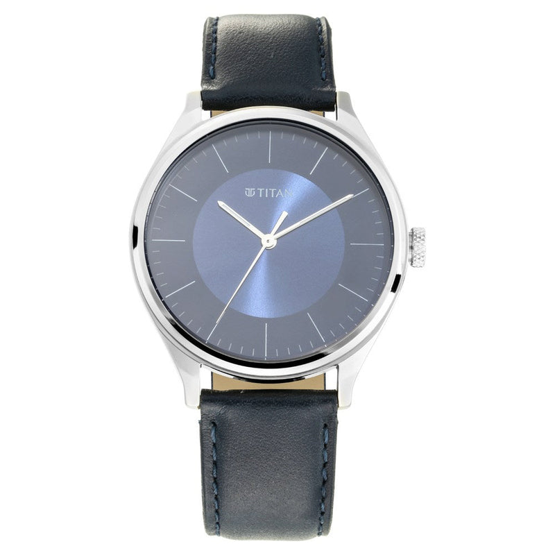 Titan Quartz Analog Blue Dial Leather Strap Watch for Men