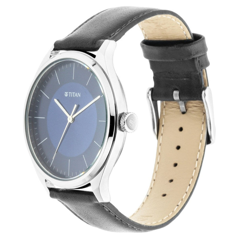 Titan Quartz Analog Blue Dial Leather Strap Watch for Men