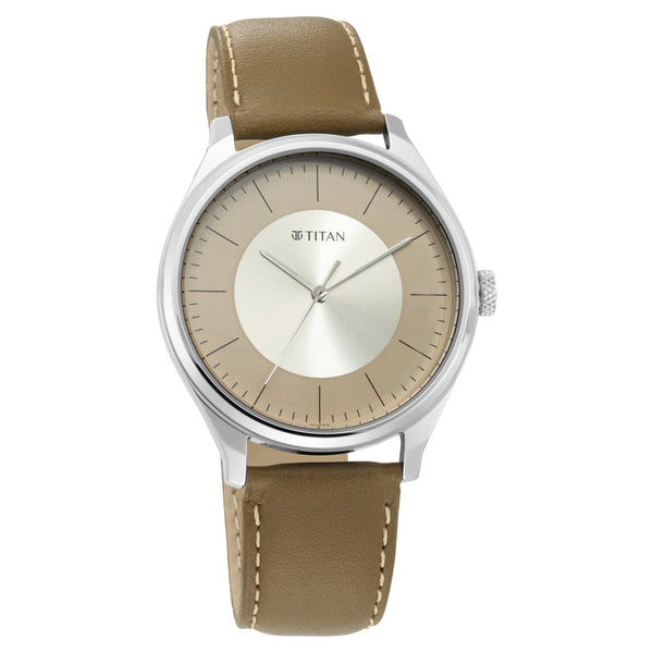 Titan Quartz Analog Grey Dial Leather Strap Watch for Men