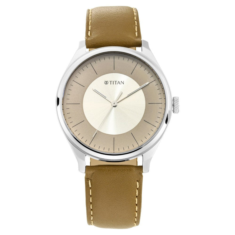 Titan Quartz Analog Grey Dial Leather Strap Watch for Men