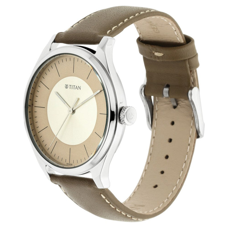 Titan Quartz Analog Grey Dial Leather Strap Watch for Men