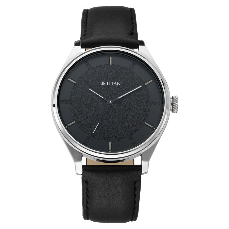 Titan Quartz Analog Black Dial Leather Strap Watch for Men