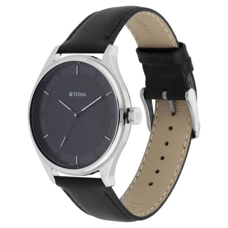 Titan Quartz Analog Black Dial Leather Strap Watch for Men