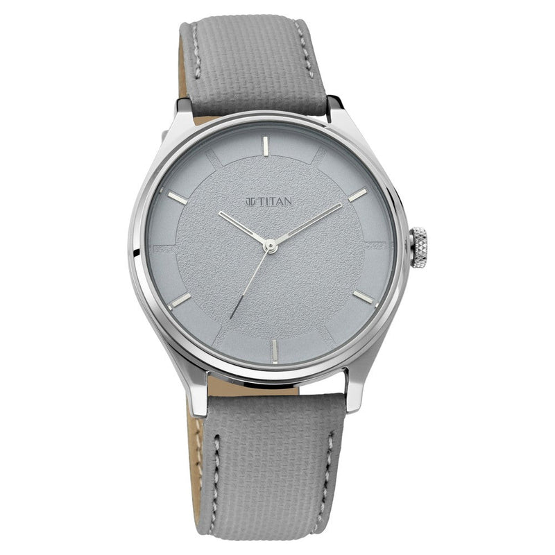 Titan Quartz Analog Grey Dial Leather Strap Watch for Men