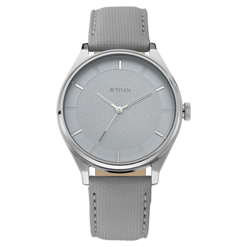 Titan Quartz Analog Grey Dial Leather Strap Watch for Men