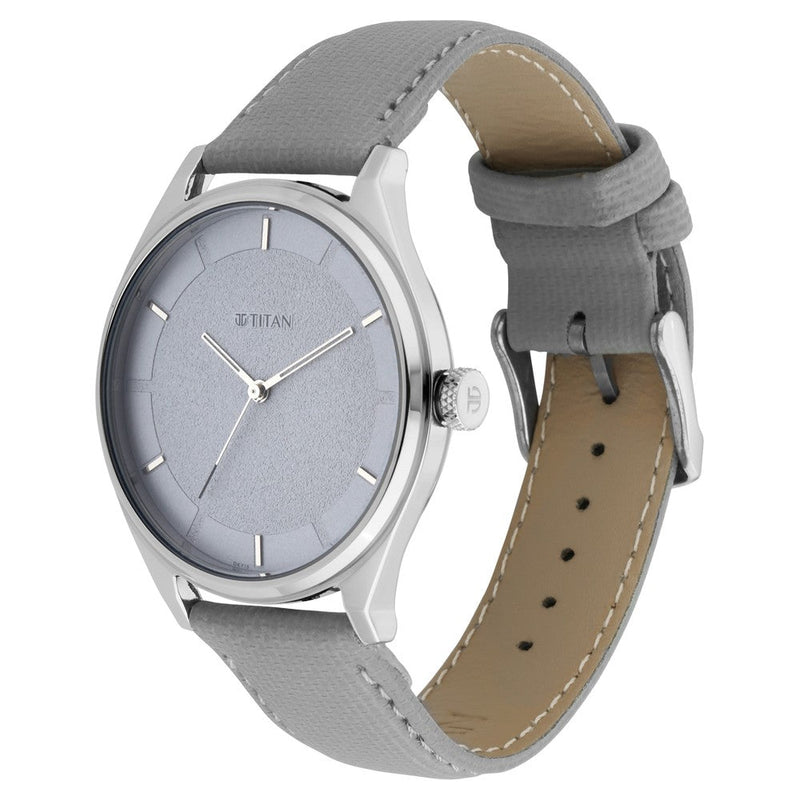 Titan Quartz Analog Grey Dial Leather Strap Watch for Men