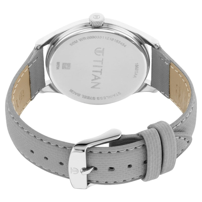 Titan Quartz Analog Grey Dial Leather Strap Watch for Men