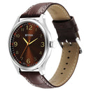 Titan Trendsetters Dark Brown Dial Analog Leather Strap watch for Men