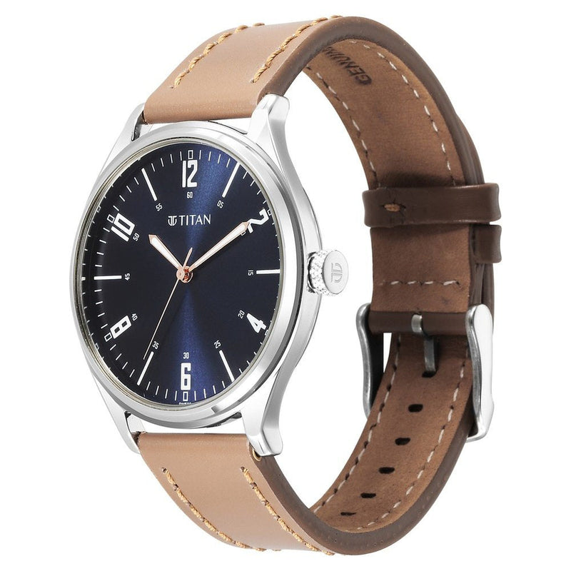 Titan Urban Blue Dial Analog Leather Strap Watch for Men