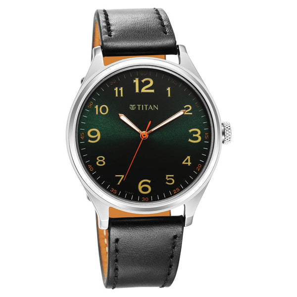 Titan Urban Green Dial Analog Leather Strap Watch for Men