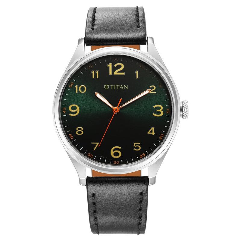 Titan Urban Green Dial Analog Leather Strap Watch for Men