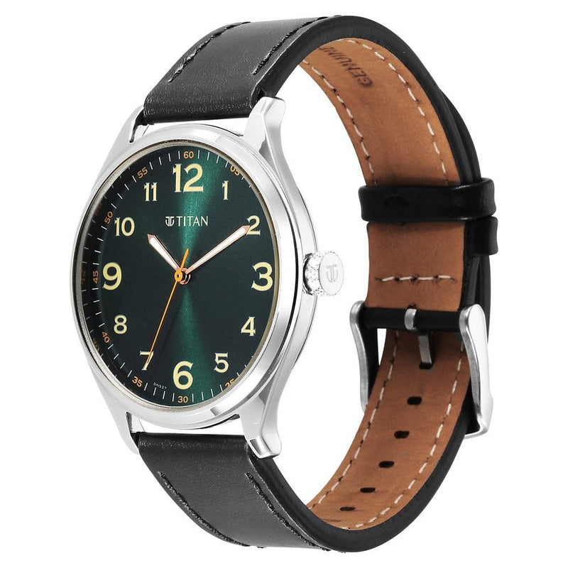 Titan Urban Green Dial Analog Leather Strap Watch for Men