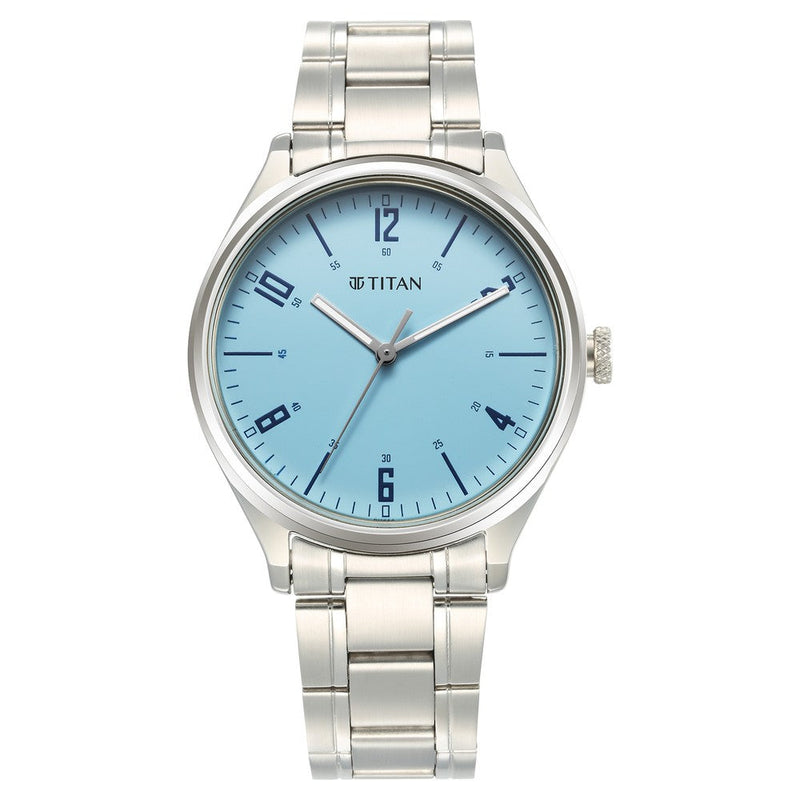 Titan Urban Light Blue Dial Analog Metal Strap Watch for Men