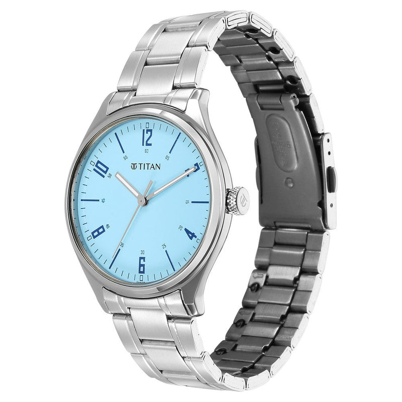 Titan Urban Light Blue Dial Analog Metal Strap Watch for Men