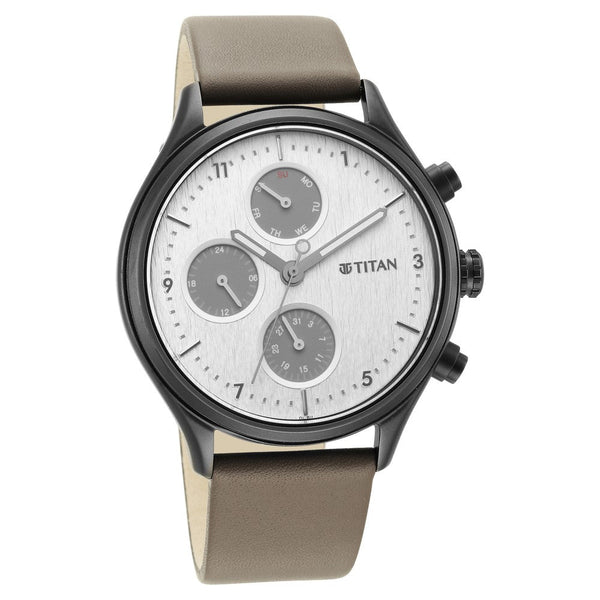 Titan Neo Silver Multi Leather Strap Watch for Men