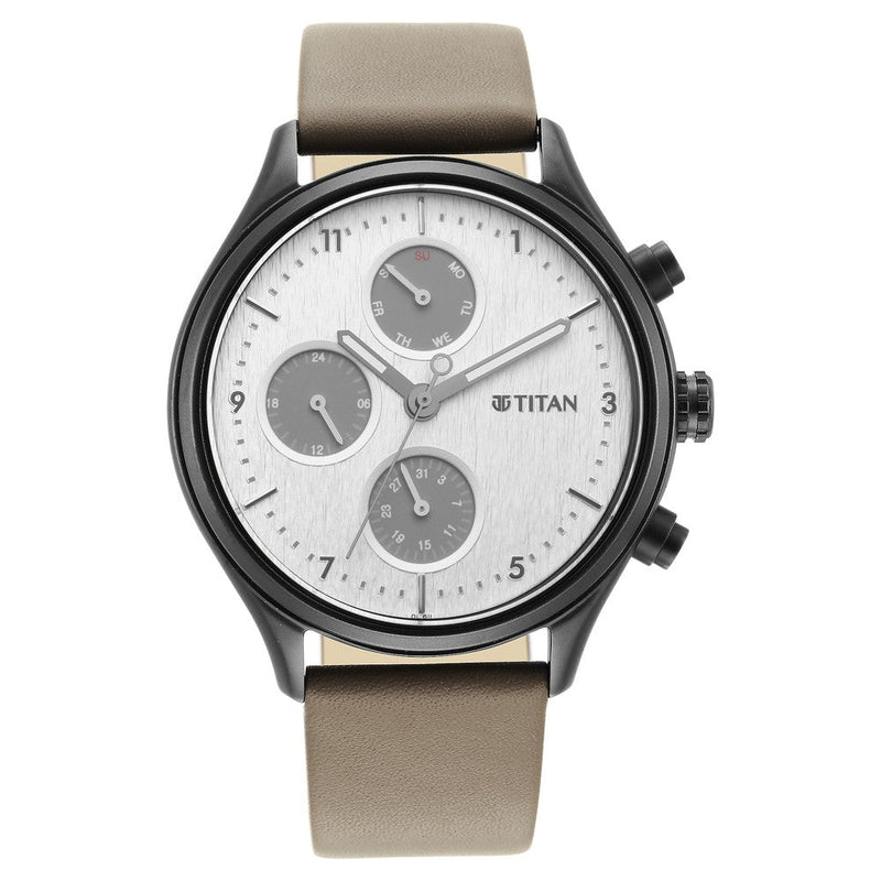 Titan Neo Silver Multi Leather Strap Watch for Men